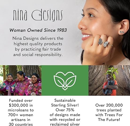 NINA DESIGNS Sterling Silver Rings - Adjustable Ring, Silver Jewelry for Women, 925 Sterling Silver, Gift for Women Women’s Rings