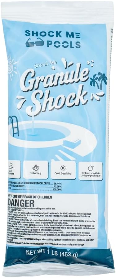 Cal Hypo Granule Pool Shock – Fast-Dissolving Chlorine Shock Treatment for Swimming Pools – Powerful Pool Water Clarifier & Sanitizer – for Inground & Above Ground Pools – 1 lb Bag (12 Pack)