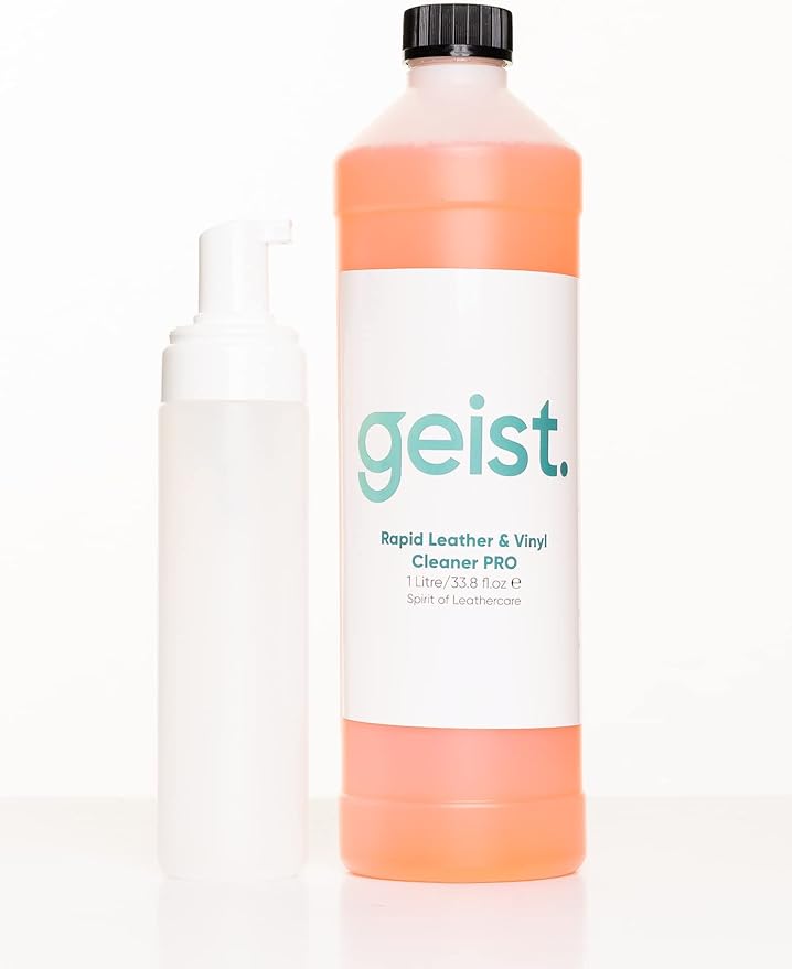 Geist. Rapid Leather & Vinyl Cleaner PRO | For heavy dirt and soiling on leather car seats, sofas, furniture, bags, shoes | Water-based | Strong leather cleaner | 1 Litre