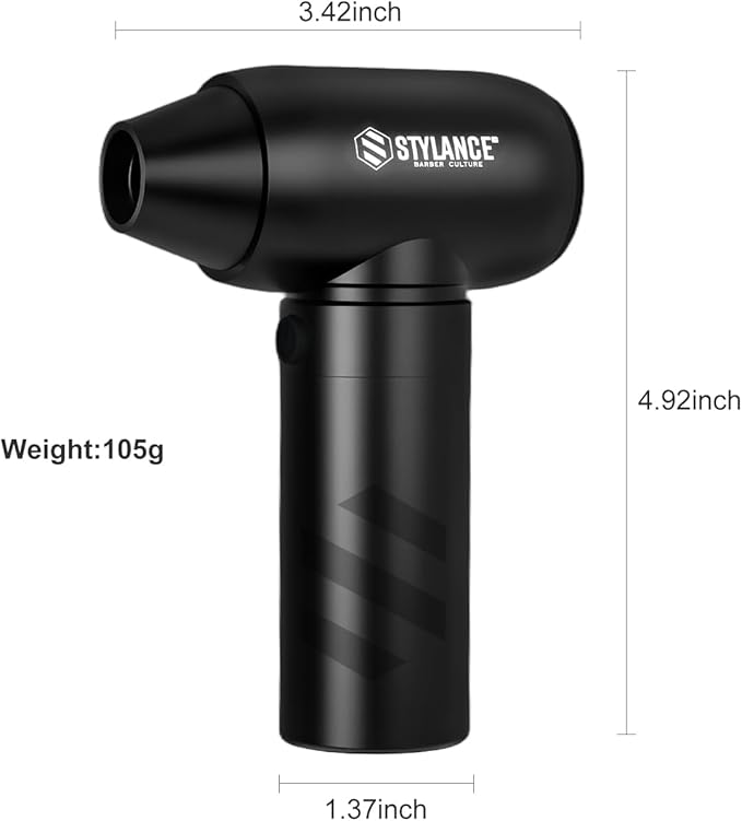 Barber Air Duster, 110000 RPM 2-in-1 Mini Aluminum Air Duster, Professional Hair Cleaning Tool for Barbers, Rechargeable Turbo Air Blower with Dust Filter, 2 Nozzles for Hair, Keyboard, PC