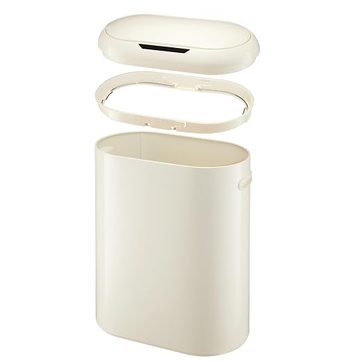 GarveeHome Sensorcan 13 gal Trash Can, Automatic Trashcan for Home Office Bedroom Living Room Garage Large Capacity Slim Space-Saving Trash Bin, Without Inner Bucket, Cream White