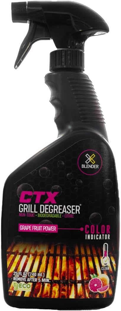 CTX Grill Degreaser - Eco-Friendly & Powerful Cleaner | Citrus Scented, Fast-Acting Formula for Heavy Duty Grime Removal | 100% Biodegradable & Safe for All Grill Surfaces