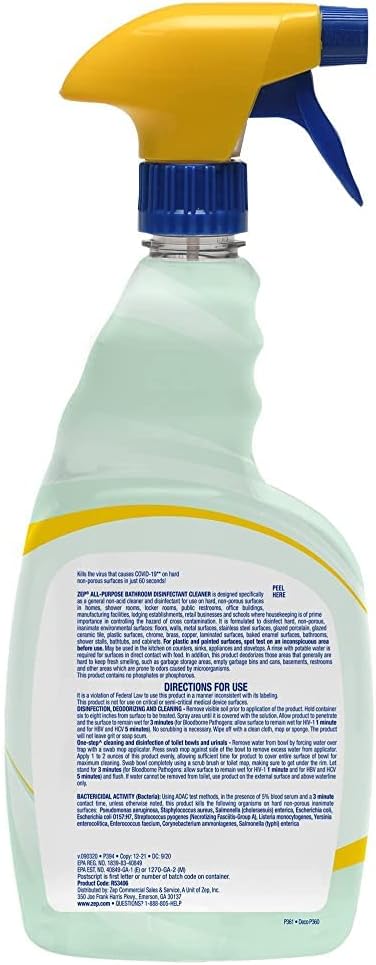 Zep HomePro All-Purpose Bathroom Disinfectant Cleaner - 32oz (Case of 6) | R53406