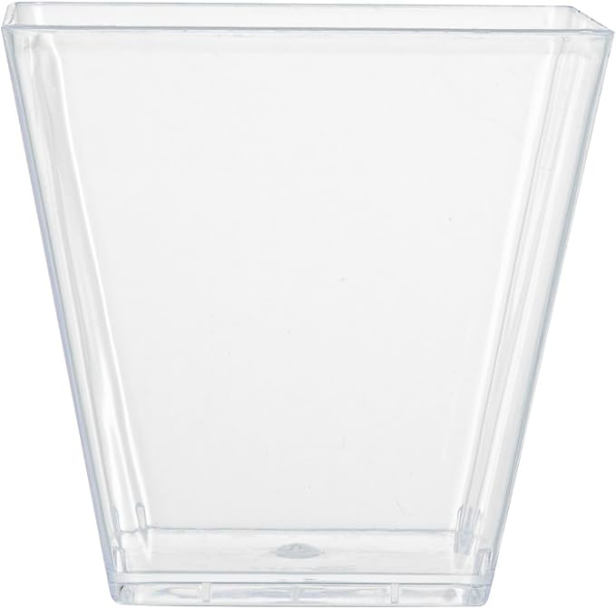Restaurantware-5 Ounce Kova Cups, 20 Square Medium Appetizer Cups - Durable, Disposable, Clear Plastic Parfait Cup, Serve Mousse, Puddings, Or Samples, For Weddings Or Parties