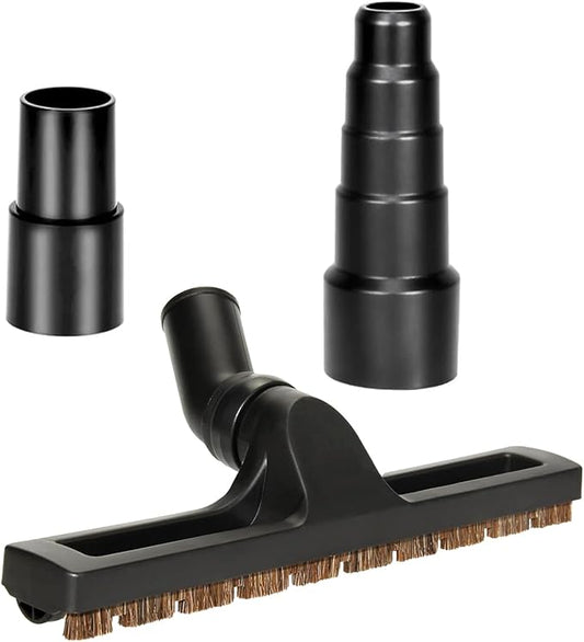 12 Inch Shop Vac Floor Brush Assembly, 1 1/4 Inch (32mm) Universal Replacement Floor Brush Head, 360° Swivel Vacuum Cleaner Attachments With Wheels