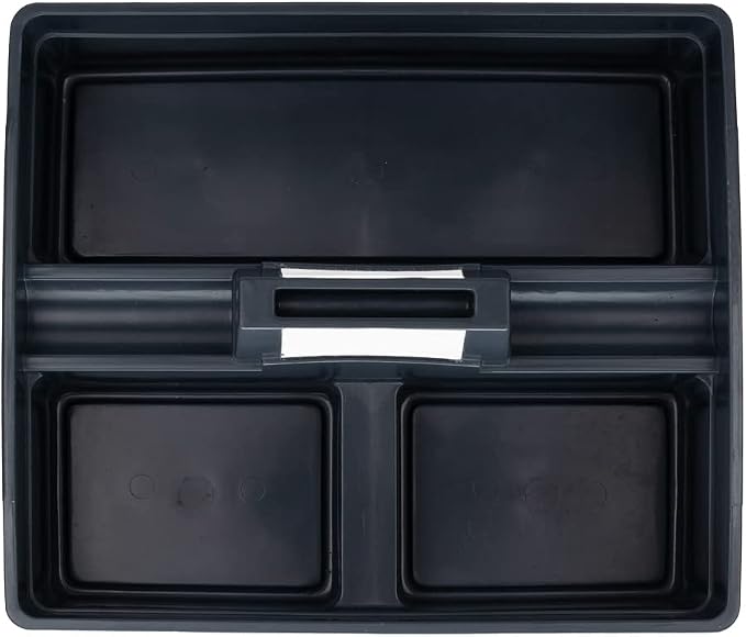 Restaurantware-RW Clean 15.2 x 13.2 x 6.7 Inch Cleaning Caddy, 1 Triple Compartment Cleaning Supply Caddy - With Handle, Crack-Resistant, Black Plastic Cleaning Basket, For Cleaning Supplies,