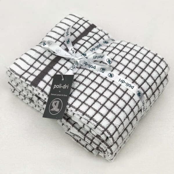 Samuel Lamont Poli Dri Tea Towels - Set of 3 100% Cotton 27.5 x 19 Inch (Grey)
