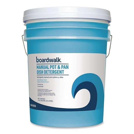 Boardwalk Commercial Liquid Dish Soap, 5 Gallon Pail, Fresh Scent, Grease Cutting, Mild on Hands, Neutral pH, Long Lasting Suds, Made in the USA