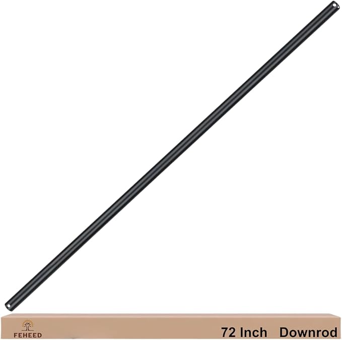 72 Inch Ceiling Fan Downrod, 1" Diameter Black Ceiling Fan Extension Rod (No Threads),Universal Down Rods for Ceiling Fans,Easy Installation