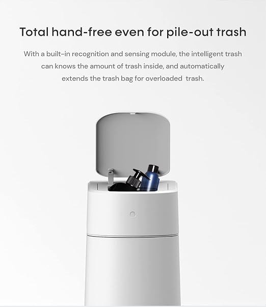 TOWNEW T3 Slim Automatic Infrared Motion Sensor Trash Can with Lid, Self Sealing & Changing, 3.4-Gal Waterproof, White, Touchless Trash Cans with Lids