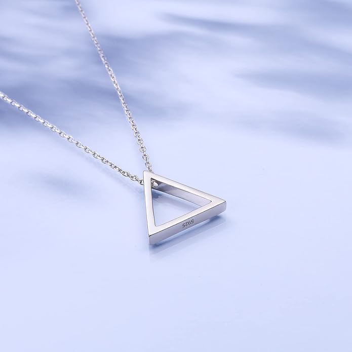 DAOCHONG 925 Sterling Silver Geometric Shapes Necklace Triangle/Rectangle/Rhombus/Circle Pendant Necklace for Women Jewelry Gifts