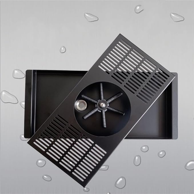 YBB Rinser Pitcher Cup Washing Machine, Black Glass Cleaning Rinser 304 Stainless Steel Sink Rinser for Bar Cafe Home Use (13.78 x 6.3 x 1”)