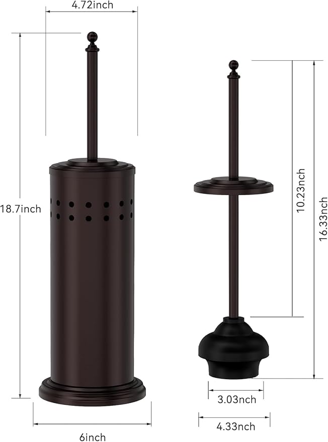 DOWRY Anti-Hand Off Toilet Plunger with Holder for Bathroom,Powerful Efficient Force Suction Cup,Heavy Duty, Deep Cleaning Bronze