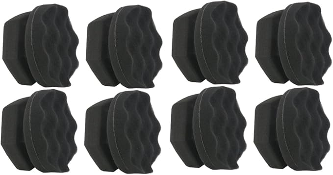 FAVOMOTO 8pcs Wave Pattern Waxing Sponge for Car Detailing Handy Applicator for Tire Interior and Care High Density Buffing Pads
