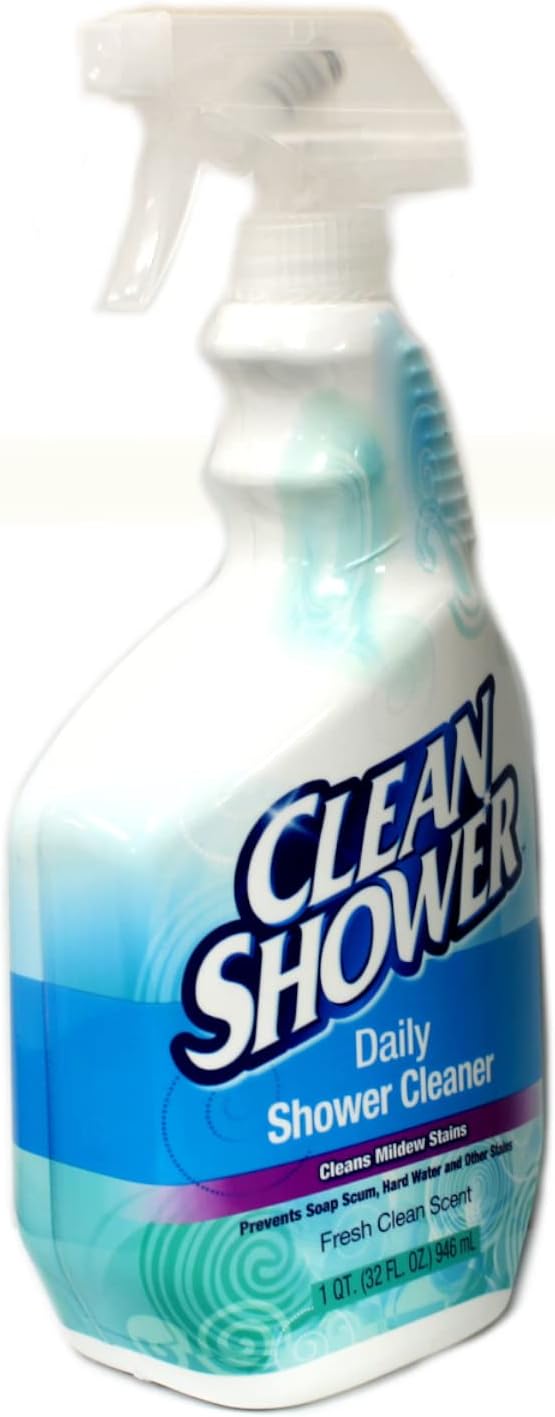 Clean Shower Daily Shower Cleaner Spray, Cleans Mildew Stains, Prevents Soap Scum, Hard Water & Other Stains, Fresh Clean Scent, 32 oz + 2 x 60 oz Refills