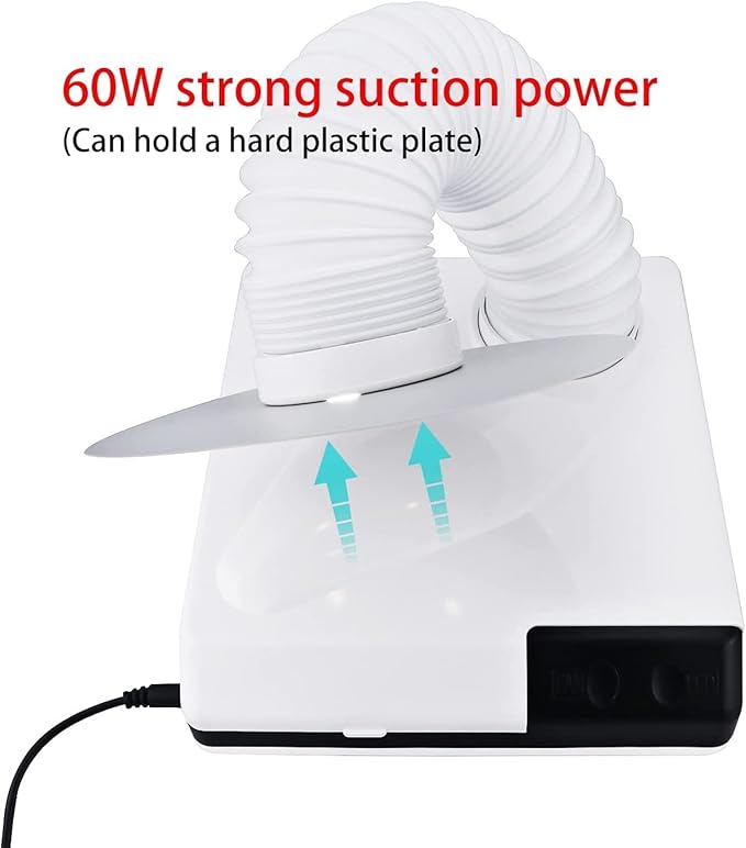 BONEW Global 60W 2 in 1 Powerful Mini Desktop Vacuum Cleaner Instrument Dust Collector Extract Mobile Suction Lab Nail Art Salon Manicure Dust Polishing Clean Tool