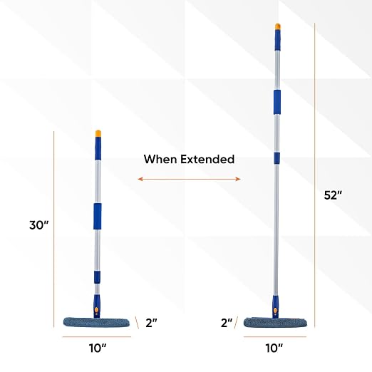Superio Window Washer and Silicone Squeegee, Auto Easy Grip Extendable Handle Micro-fiber Washer with Rubber Squeegee
