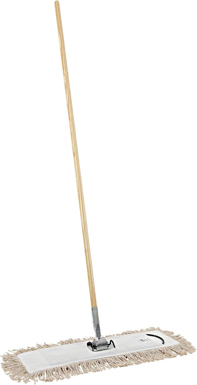 Boardwalk BWKM245C 24 in. x 5 in. Cotton Head 60 in. Wood Handle Cotton Dry Mopping Kit - Natural (1-Kit)
