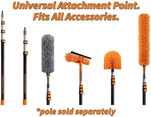 5-12 ft Window Washing Kit & Cobweb Duster with Extension Pole (20+ Foot Reach) // Window Cleaning Tool & Window Washer Squeegee with Telescopic Extension Pole