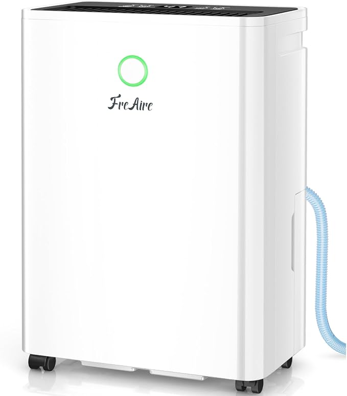 FreAire 2500Sq.Ft Dehumidifier, 34Pint Dehumidifiers for Home,Bathroom,with 6.56FT Drain Hose,0.66Gal Water Tank,3-Color Humidity Light