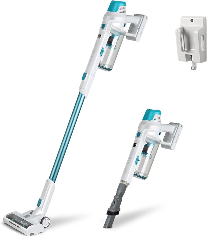 Kenmore DS4065 Cordless Stick Vacuum 1L Capacity Lightweight Cleaner 2-Speed Power Suction LED Headlight 2-in-1 Handheld for Hardwood Floor, Carpet & Dog Hair, Blue, DS4065 | 2-Speed Power Suction, LED Headlight, 2-in-1 Handheld, Hardwood Floor, Carpet...