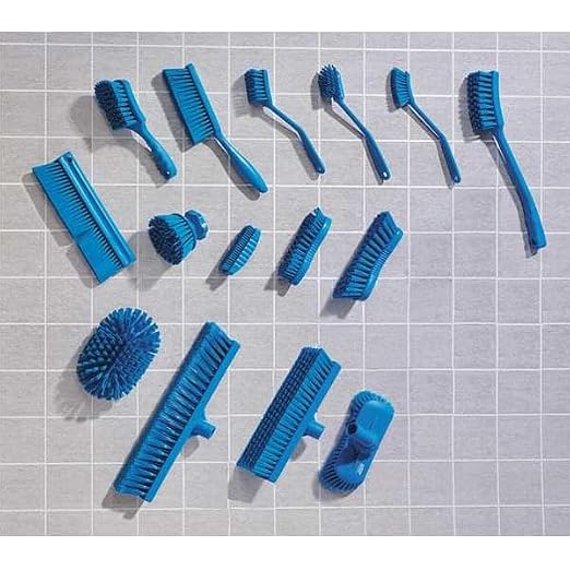 3 3/4 in W Scrub Brush, Stiff, 3 in L Handle, 3 3/4 in L Brush, Green, Plastic, 5 in L Overall - 1 Each