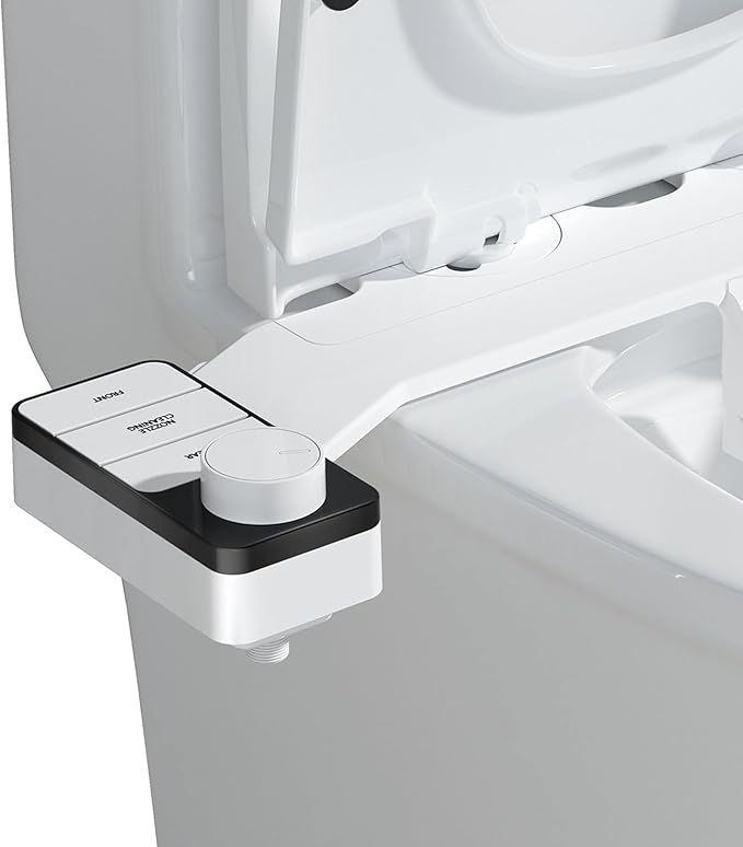 Ultra-Slim Bidet Attachment for Toilet Dual Nozzles Feminine & Rear Wash Bidet Toilet Seat Attachment Non Electric Self Cleaning Adjustable Water Pressure, Rear Wash (KB002)