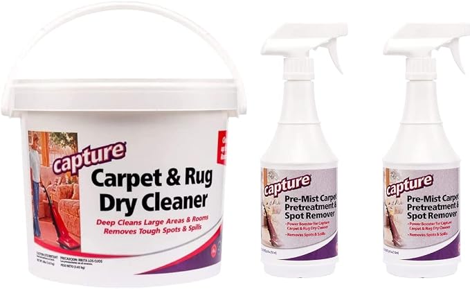 Capture Carpet & Rug Dry Cleaner (8lb) & Pre-Mist Soil Release for Carpet Dry Cleaner, Carpet Cleaning Pre Spray (2 Pack) - Bundle