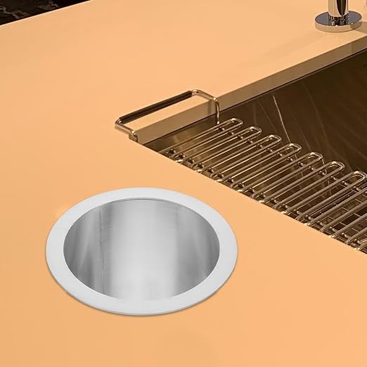 MAGICLULU 15cm Drop-in Trash Chute, Stainless Steel Countertop Built-in Trash Can Waste Bucket Round Bottomless Embedded Trash Bin Trash and Waste Chute