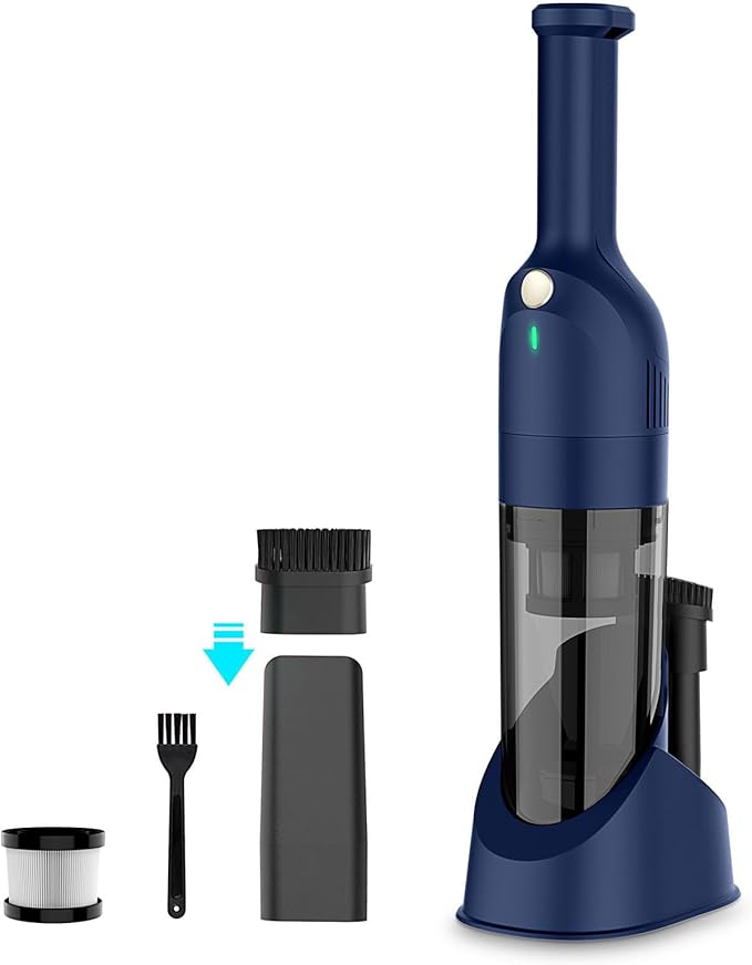 Handheld Vacuum Cordless, Rechargeable Car Vacuum Cleaner with 30 Mins Runtime, Mini Hand Vacuum with 10000 Pa Powerful Suction, Portable Hand Held Vacuum for Car Pet Hair Hardwood Floor Home (Azure)
