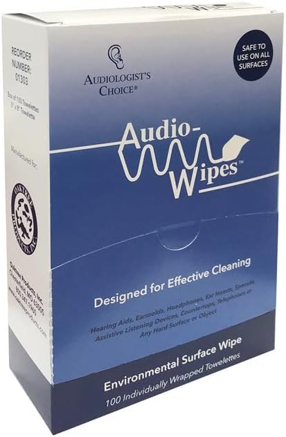 Audiologist's Choice Earbud Cleaning Kit with Audio Wipes - 3-in-1 Pen for AirPods, iPhone Cleaner, Earwax Removal, Speaker & Bluetooth Earbuds - Compact & Travel-Friendly (100 Count)