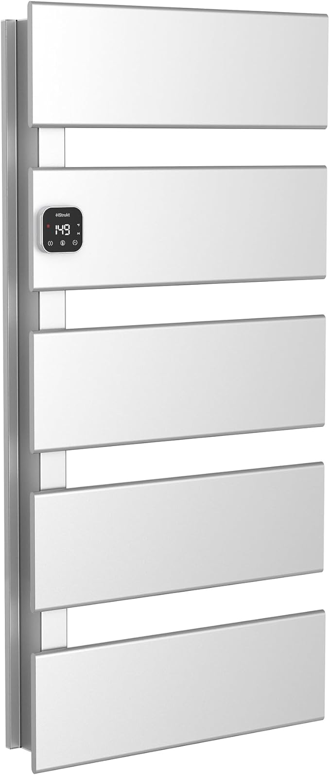 L Series Electric Towel Warmer for Bathroom, 5 Panel, Silver | Thermo Control and Timer, Fast Heat in 3 Mins, Dry Towels in 4 hrs, Memory Function, Work with Smart Plug, Left-Wiring