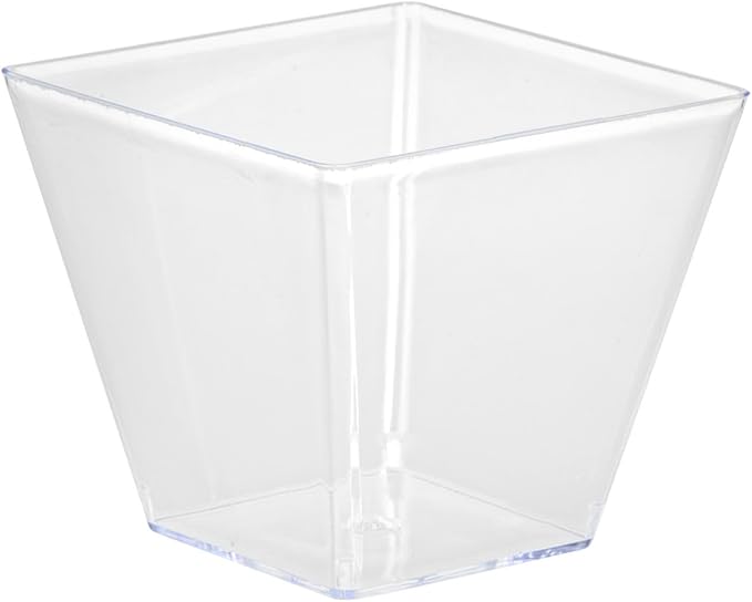 Restaurantware-4 Ounce Mini Kova Cups, 20 Square Small Appetizer Cups - Durable, Disposable, Clear Plastic Parfait Cup, Serve Mousse, Puddings, Or Samples, For Weddings Or Parties