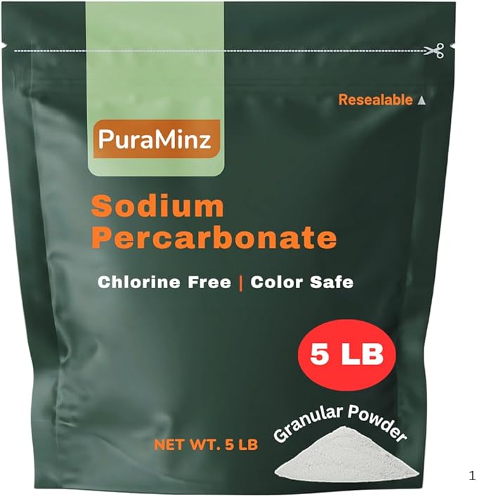 Sodium Percarbonate, 99.9% Pure Oxygen Bleach Powder, Stain Remover, Whitener, Non-Chlorine Detergent Booster, Fragrance Free Dishwasher Cleaner and Deodorizer, 5 lbs (80 oz), Pack of 1