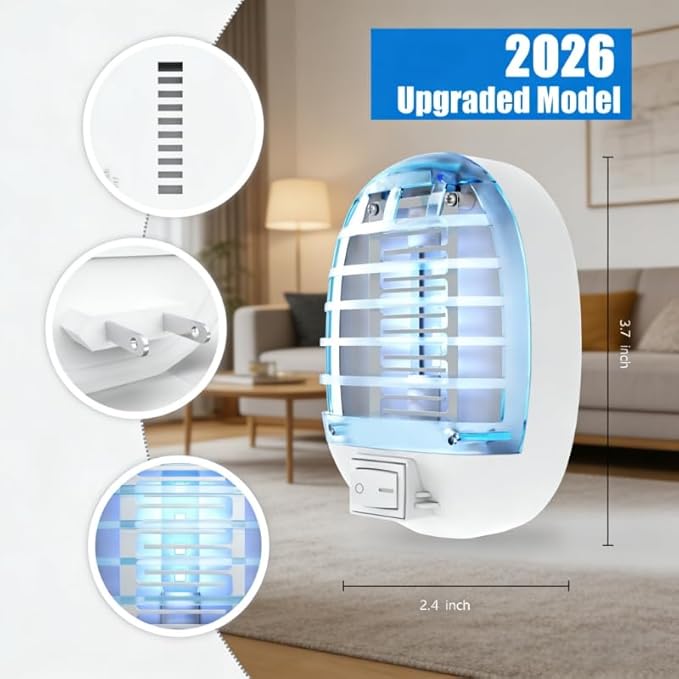 Bug Zapper Indoor, Electronic Fly Trap Insect Killer, Mosquitoes Killer Mosquito Zapper with Blue Lights for Living Room, Home, Kitchen, Bedroom, Baby Room, Office(6 Packs)