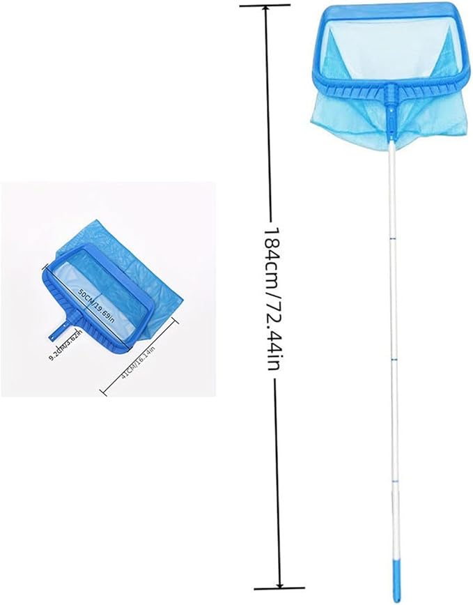 Fishing Net Swimming Pool Cleaning Netting Patio Fine Mesh Yard Pool Skimmer Net for Above Ground Inground Pool Pool Pond SPA, 117cm/977 (Color : Blue, Size : 184cm)