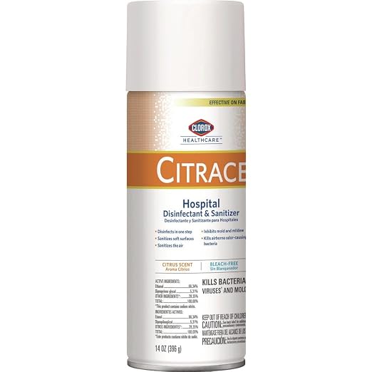 Citrace Hospital Disinfectant & Deodorizer, Citrus, 14oz Aerosol, 12/Carton