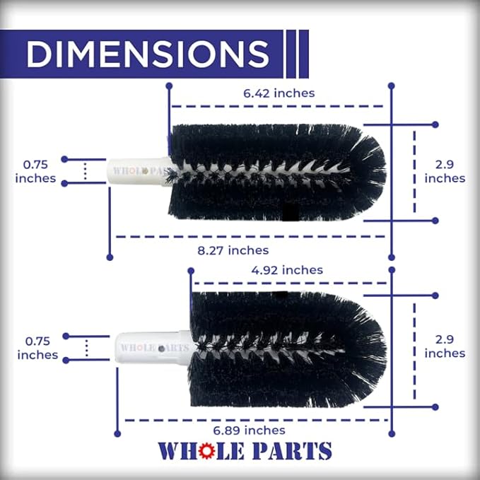 Upgraded Whole Parts Electric Glass Washer Replacement Brush Set Part# BRS-1722 - Replacement & Compatible with Some Bar Maid Glass Washers
