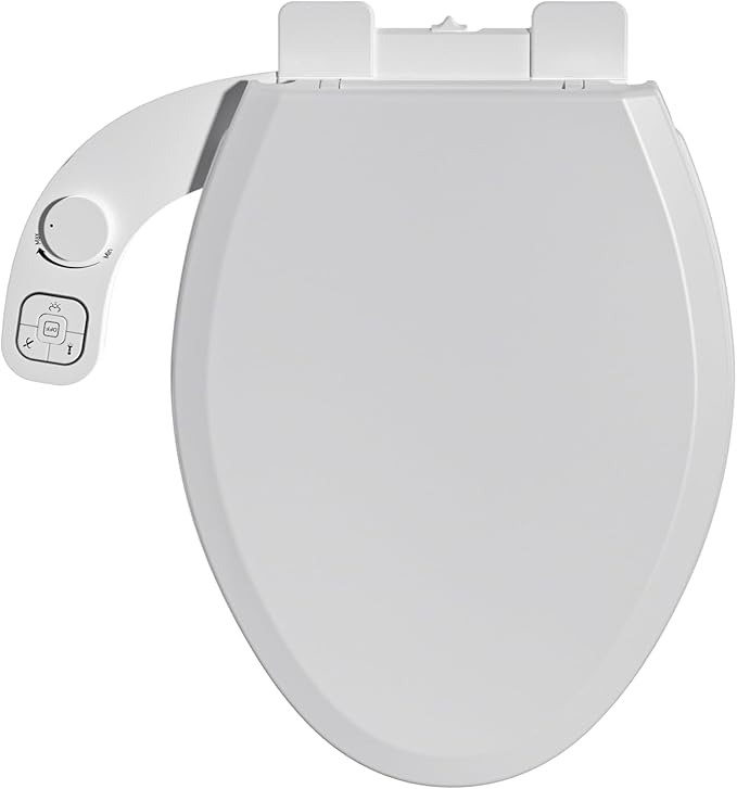 Bidet Toilet Seat Non-Electric,Fits Elongated Toilets - Soft Close Lid,Quick-Release for Easy Cleaning - Dual Nozzle System with Self Cleaning,Adjustable Water Pressure