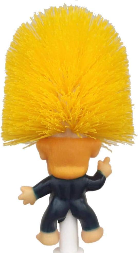 Toilet Brush Funny Cleaner Scrubber Toilet Bowl Brush with Holder,Gag Gifts Doll for Bathroom Decor Deep Cleaning Make Your Toilet Great Again-White