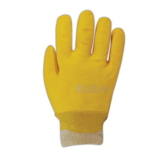 MAGID MultiMaster Smooth Finish PVC Gloves with Cotton Liner and Knit Wrist Cuff, 12 Pairs, Size, T1170
