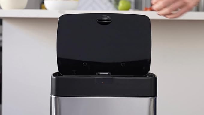 Simpli-Magic 79207AM Kitchen Trash Can, Touchless Trash Can and Garbage Bin, 13 Gallon Capacity, Perfect for Home, Kitchen, Office, Stainless Steel