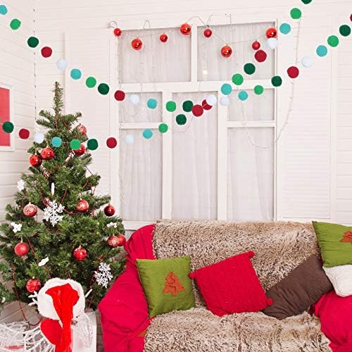 Syhood 200 Pcs Felt Balls Christmas Pom Poms Craft Handmade Red Green White 3 cm Felted Beads for DIY Christmas Garland Decorations Art Crafts