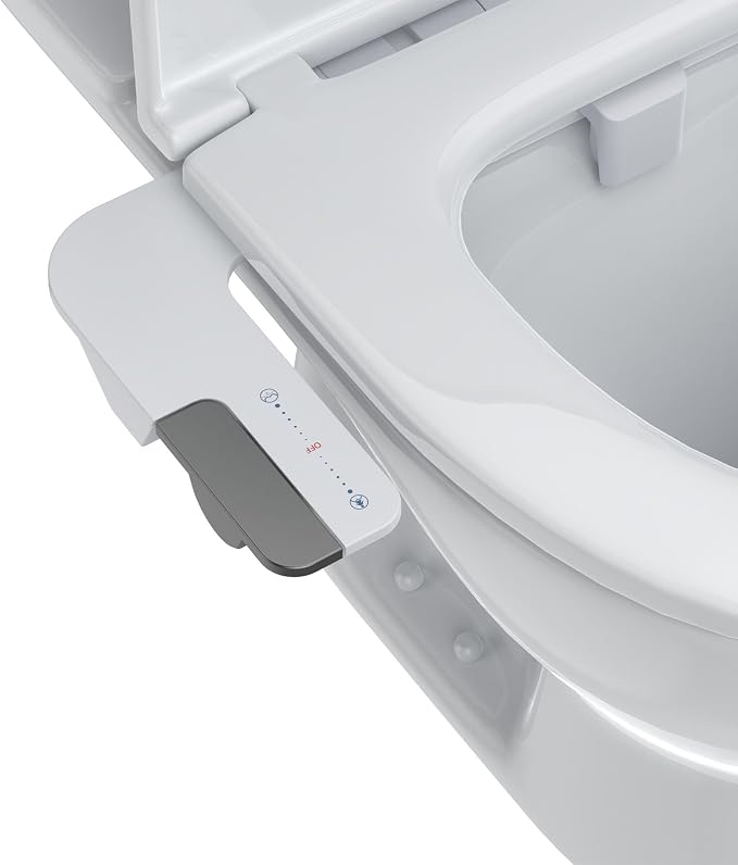 GarveeHome Bidet Attachment for Toilet, Non-Electric Self-Cleaning Dual Nozzle with Feminine and Rear Wash, Cold Water Sprayer with Adjustable Pressure, Easy to Install in Grey