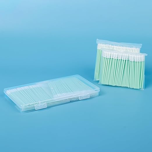 Fiber Optic Cleaning Swabs: 100 Pointed Tips for 1.25mm LC/MU | 100 Round Tips for 2.5mm SC/ST, for Optical Connector and Camera Lens Cleaning, 200pcs
