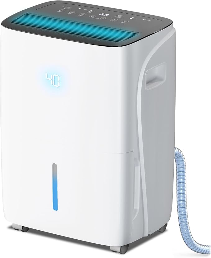 Electactic Max 120 Pint Dehumidifiers for Medium/Large Rooms, Bedrooms & Bathrooms & Basement, Custom Humidity Control, 43dB Quiet, 3 Modes, Home Dehumidifier with Drain Hose & 1.06 Gal Water Tank