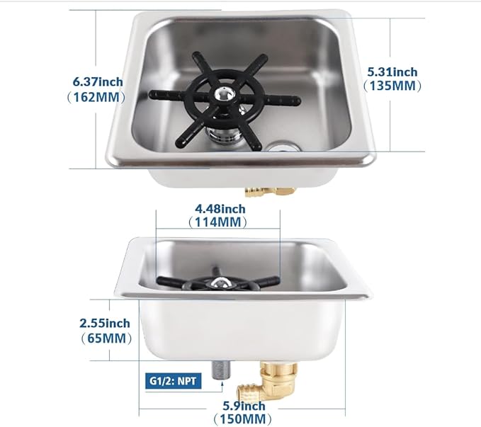 Pitcher Rinser Glass Rinser Espresso Rinser Drain and Drip Tray Solid Brass and 304 Stainless Steel Bar Glass Rinser for Kitchen Sink, Home Kitchen Hotel Cafe Restaurant