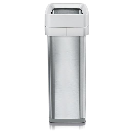 Clorox 13 Gallon Trash Can - 50L Slim Open Top Garbage Bin for Commercial Spaces, Kitchen, Office - Narrow Rectangular Stainless Steel Body with Hinged Rim Protection
