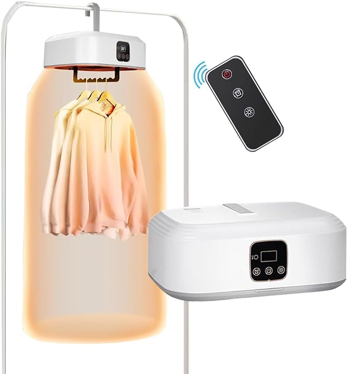 Portable Dryer-Foldable Dryer-With Remote Control Mini Dryer- Great For Travel, RV, Home, Apartment-Electric Dryers Fast And Efficient Drying And Easy To Use And Store, White