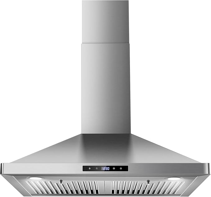 Wall Mount Kitchen Hood 30 inch, Ducted/Ductless Range Hood with Delayed Shutdown Function, 700CFM, 3 Speed Fan, Energy-saving LED Lights, Soft Touch Control, Stainless Steel Grease Filters